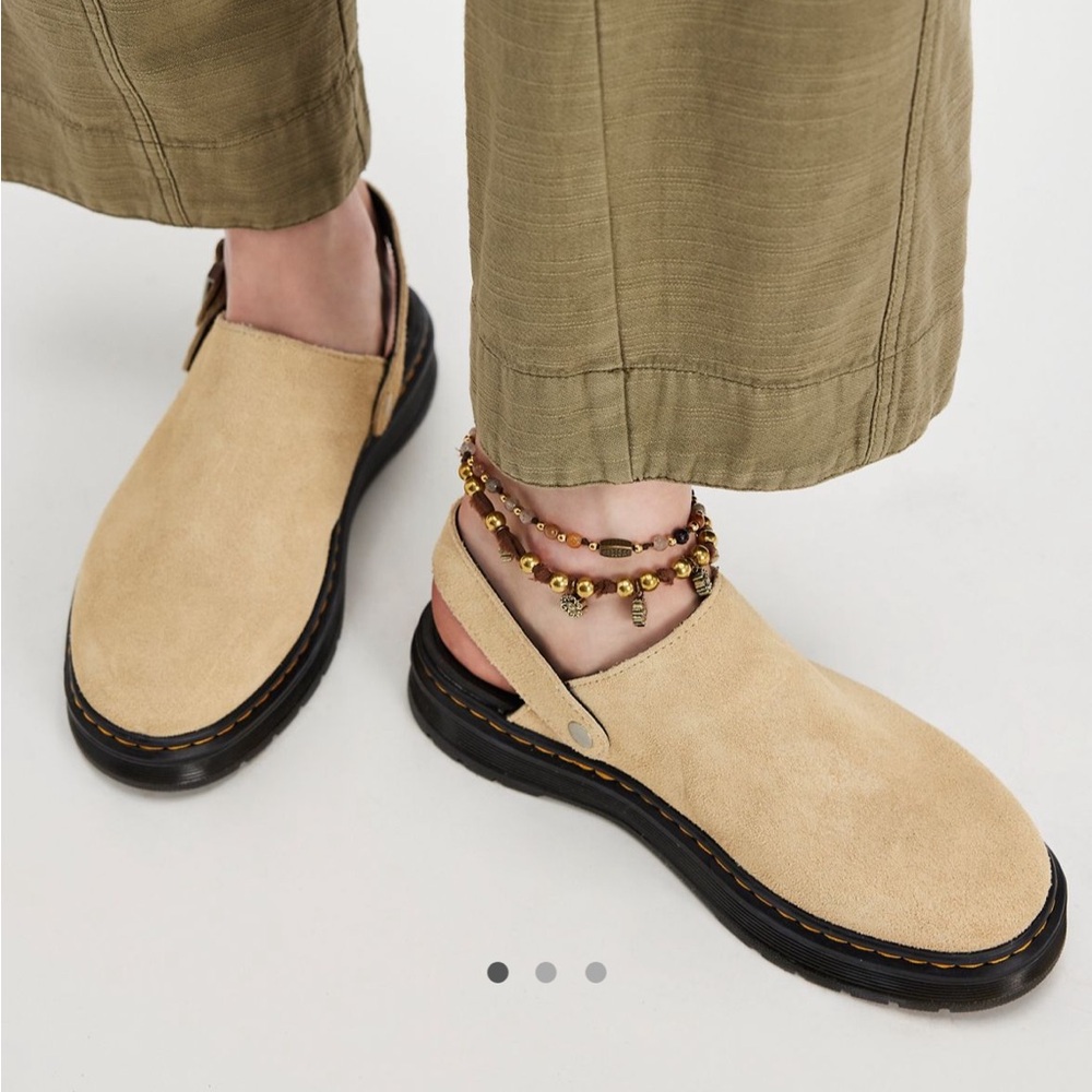 Dr. Martens Beige Suede Slingback Clogs